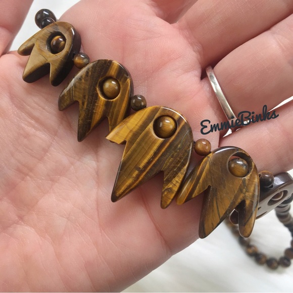 New Smooth Polished Genuine Tigers Eye Gemstone Necklace - Picture 10 of 16